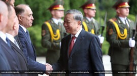 Встреча Президента Беларуси Александра Лукашенко и Генерального секретаря Центрального комитета Коммунистической партии Вьетнама То Лама проходит во Дворце Независимости