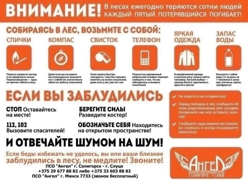 ПСО "Ангел" г.Солигорска - г.Слуцка напоминает правила безопасной «тихой охоты» !