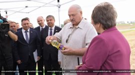 Александр Лукашенко посетил Смолевичский район, где лично проконтролировал ход уборочной кампании